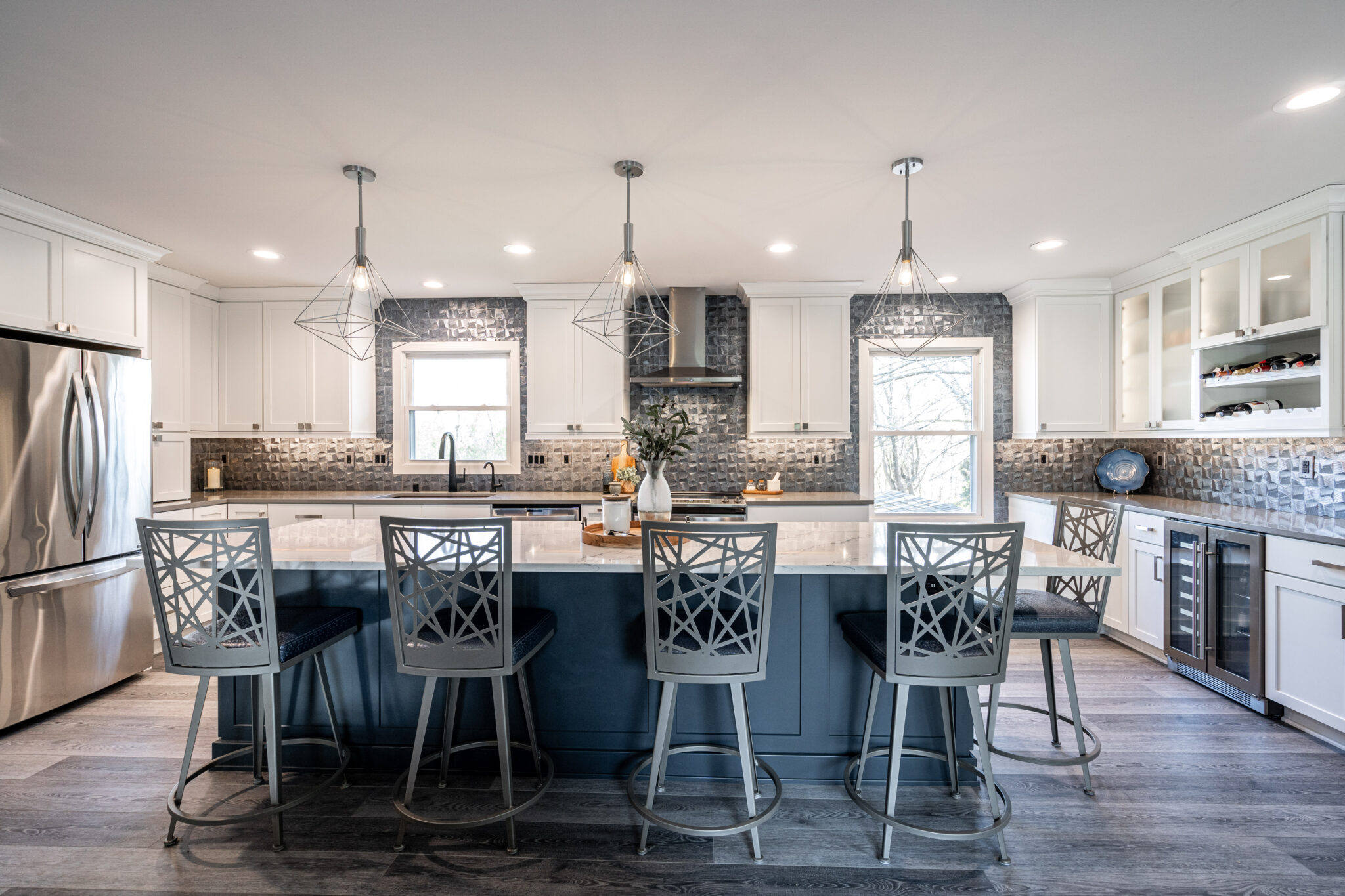 Dark Blue Island Cabinets Kitchen Remodel by The Cabinetree project photo
